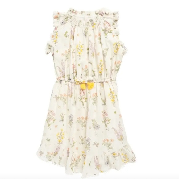 Zimmermann Kids' Jeannie Floral Print Ruffle Trim Cotton Dress - Picture 1 of 9